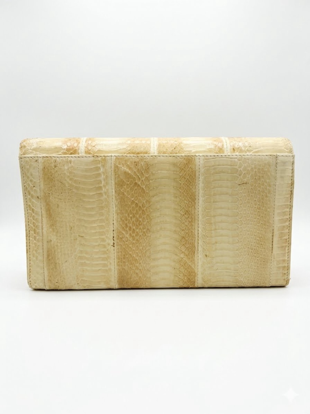 Vintage Jacqueline Ferrar Cream Patchwork Snakeskin Crossbody Bag Clutch 80s 90s - Picture 4 of 14